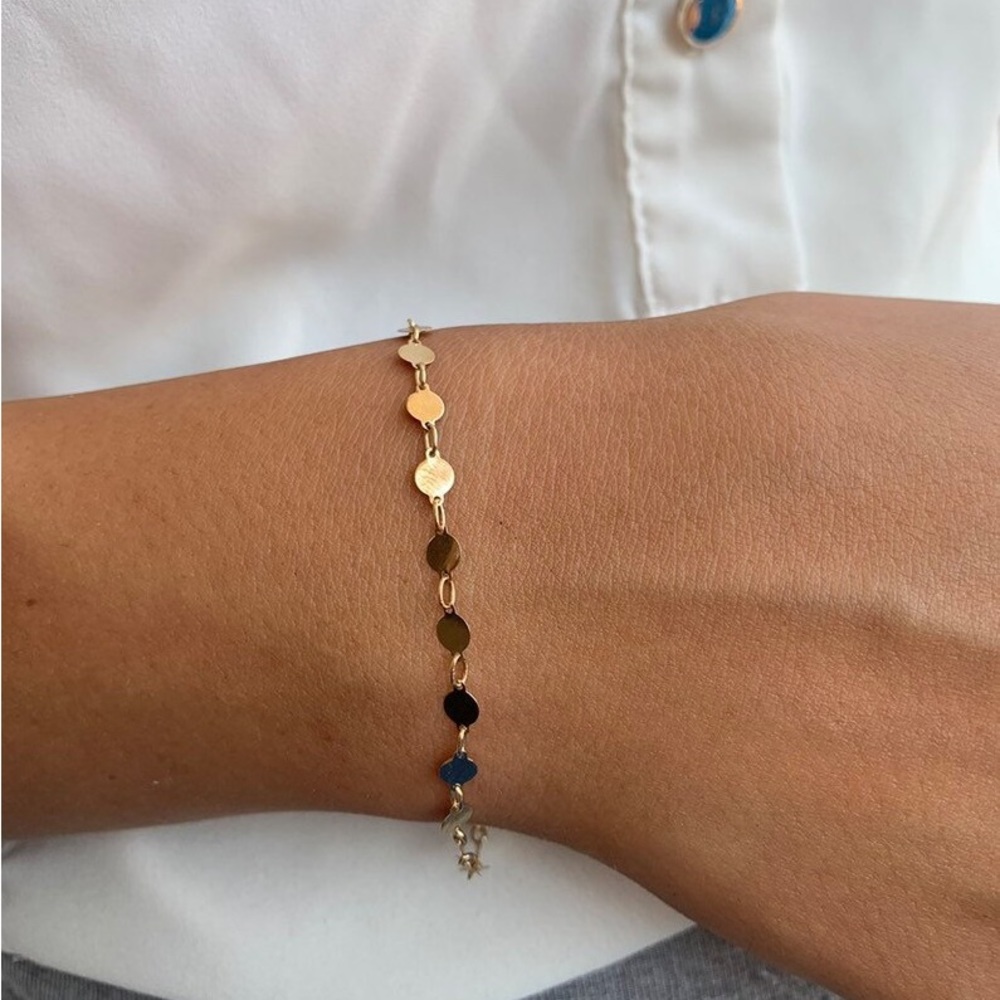 Gold Toned Round Link Chain Bracelet